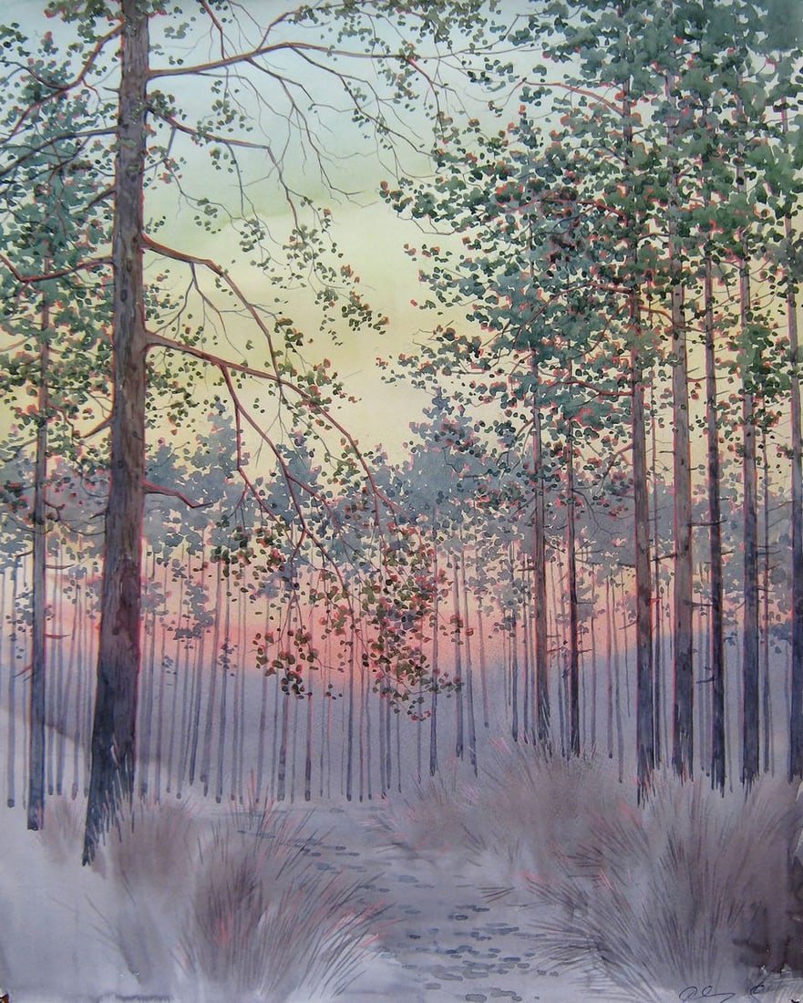 Watercolor painting February evening Kalebets Valery: Title: Watercolor painting February evening Kalebets Valery Description: NoSav 322 *** ABOUT THIS PAINTING *** * TITLE: "February evening" * ARTISTS: Kalebets Valery * SIZE: 50x40 cm/'19.68x15.74 inch