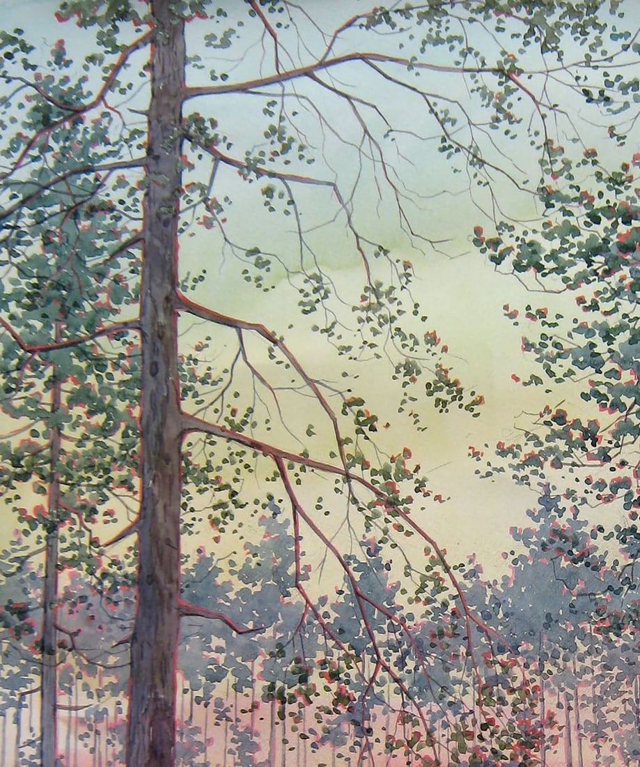 Watercolor painting February evening Kalebets Valery - 2
