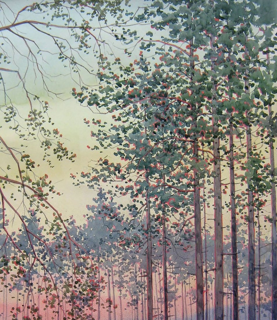 Watercolor painting February evening Kalebets Valery - 3