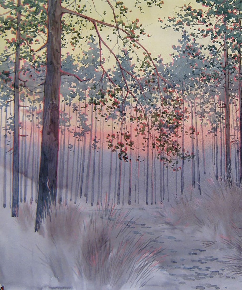 Watercolor painting February evening Kalebets Valery - 4