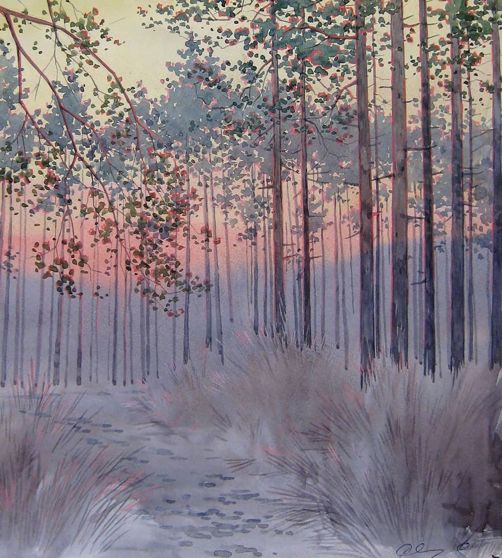 Watercolor painting February evening Kalebets Valery - 5