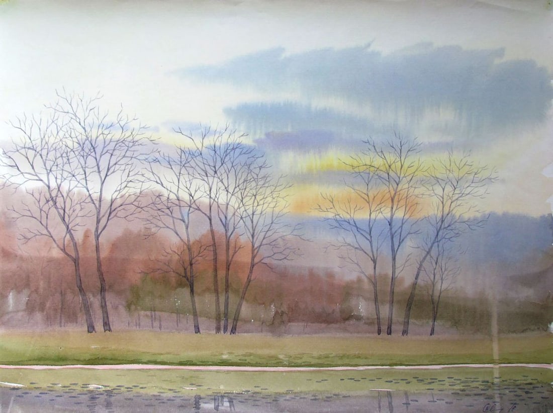 Watercolor painting March. The snow has melted Kalebets Valery: Title: Watercolor painting March. The snow has melted Kalebets Valery Description: NoSav 323 *** ABOUT THIS PAINTING *** * TITLE: "March. The snow has melted" * ARTISTS: Kalebets Valery * SIZE: 30x40