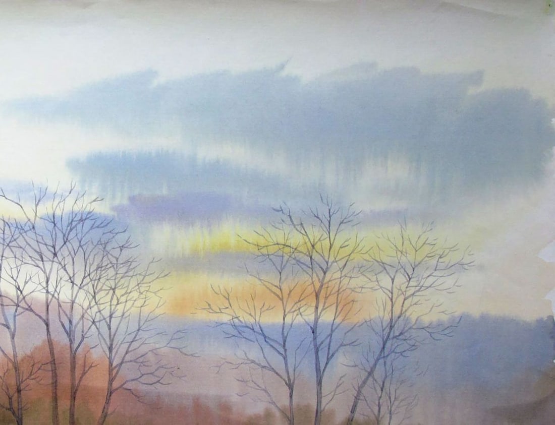 Watercolor painting March. The snow has melted Kalebets Valery - 3