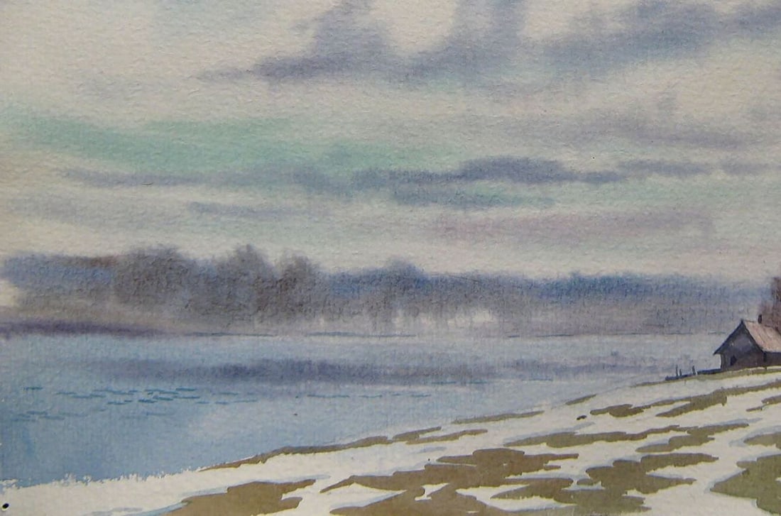 Watercolor painting Winter days Kalebets Valery - 4