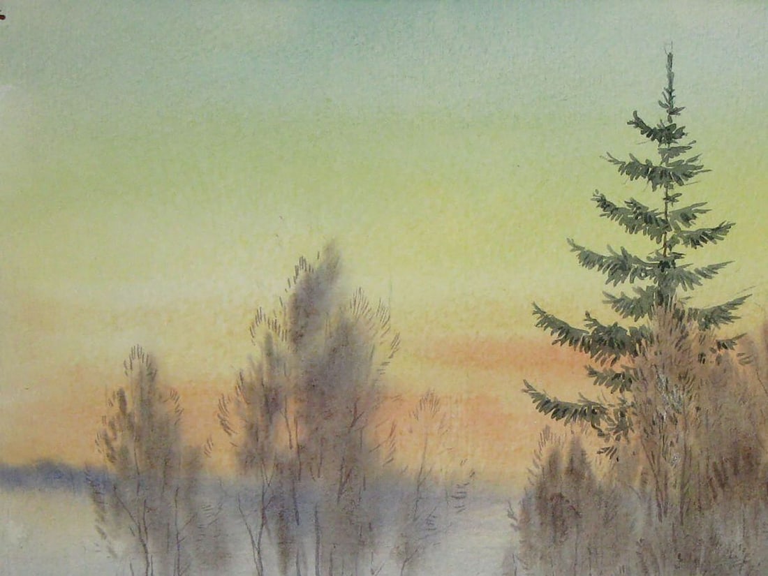 Watercolor painting Rest in the forest Kalebets Valery - 2