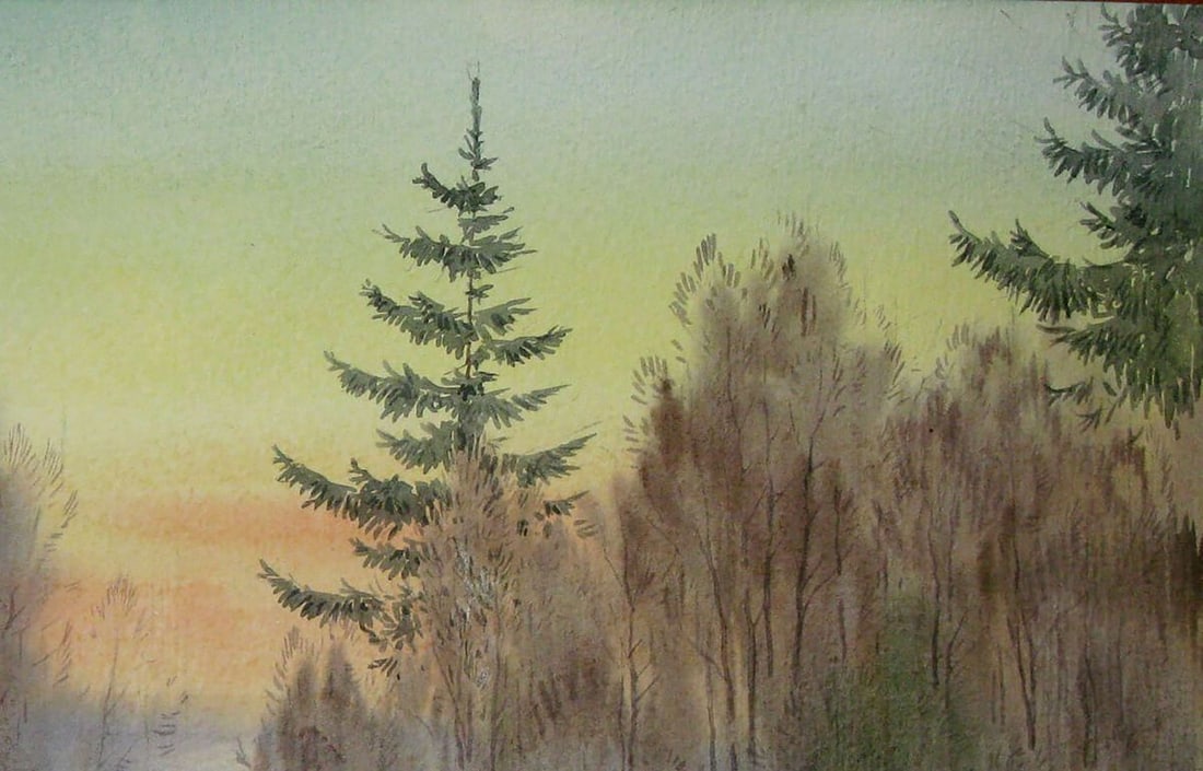 Watercolor painting Rest in the forest Kalebets Valery - 3