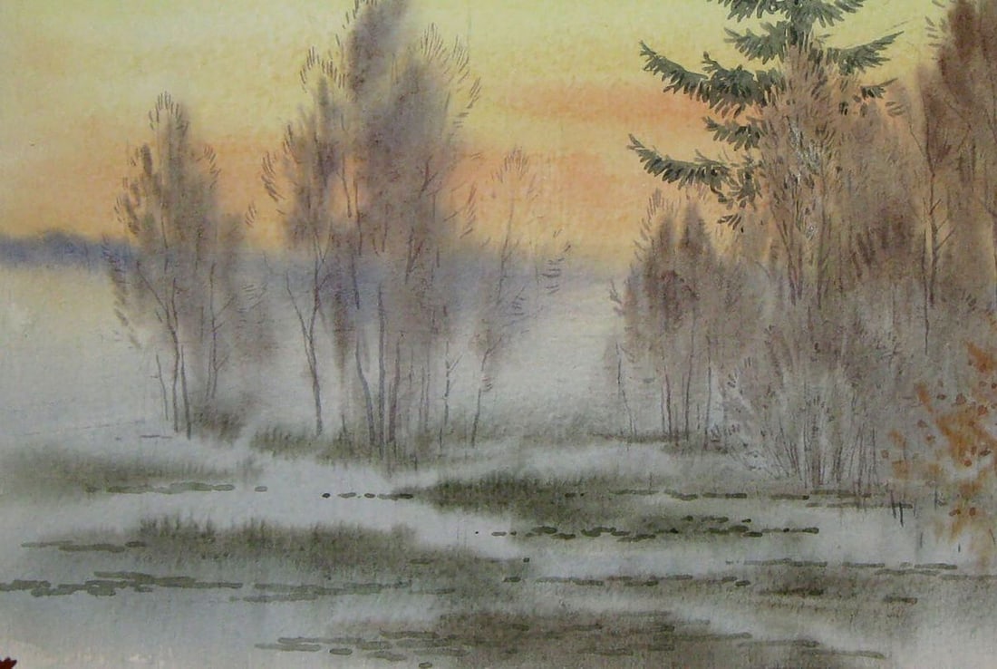 Watercolor painting Rest in the forest Kalebets Valery - 4