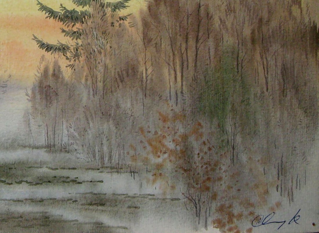 Watercolor painting Rest in the forest Kalebets Valery - 5