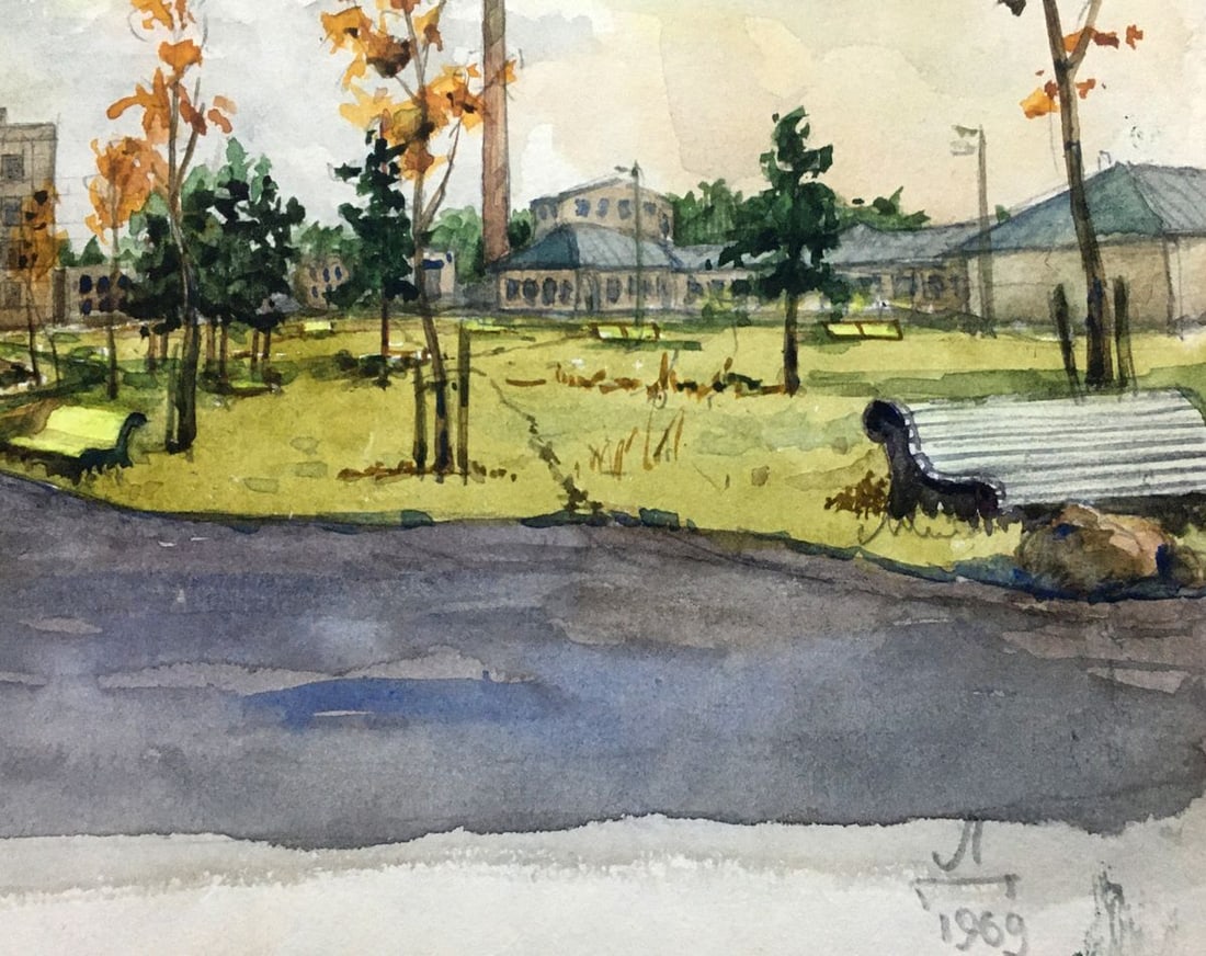 Watercolor painting Factory Landscape Dmitry Lednev - 2