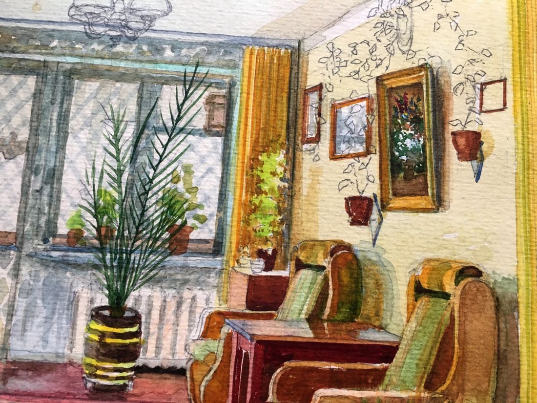 Watercolor painting Room interior Dmitry Lednev - 5