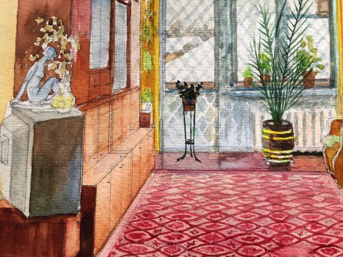 Watercolor painting Room interior Dmitry Lednev - 7