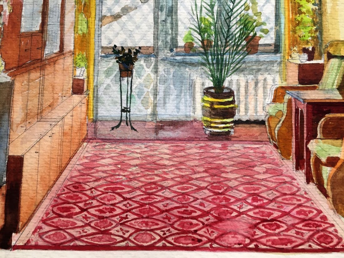 Watercolor painting Room interior Dmitry Lednev - 8