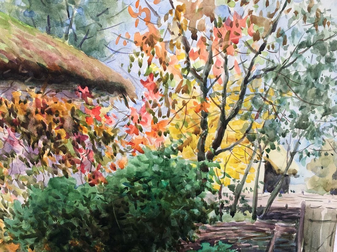 Watercolor painting Courtyard landscape Tsyupka Ivan Kirillovich - 6