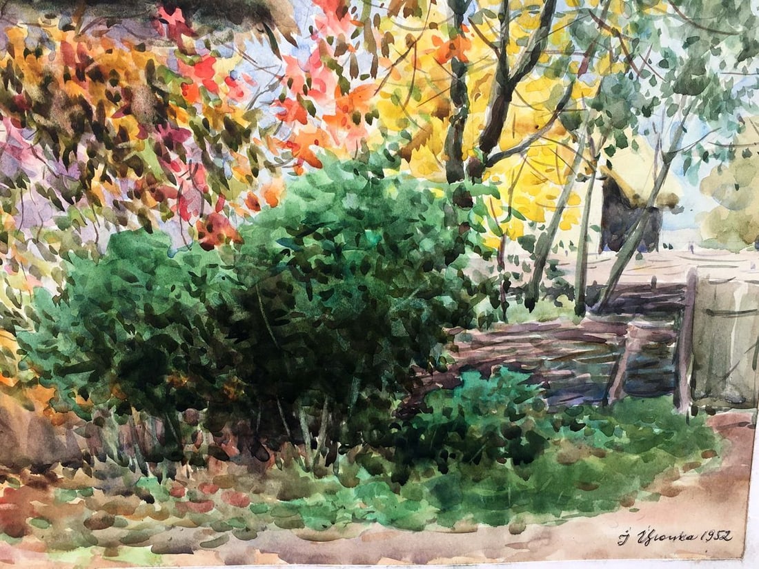 Watercolor painting Courtyard landscape Tsyupka Ivan Kirillovich - 7