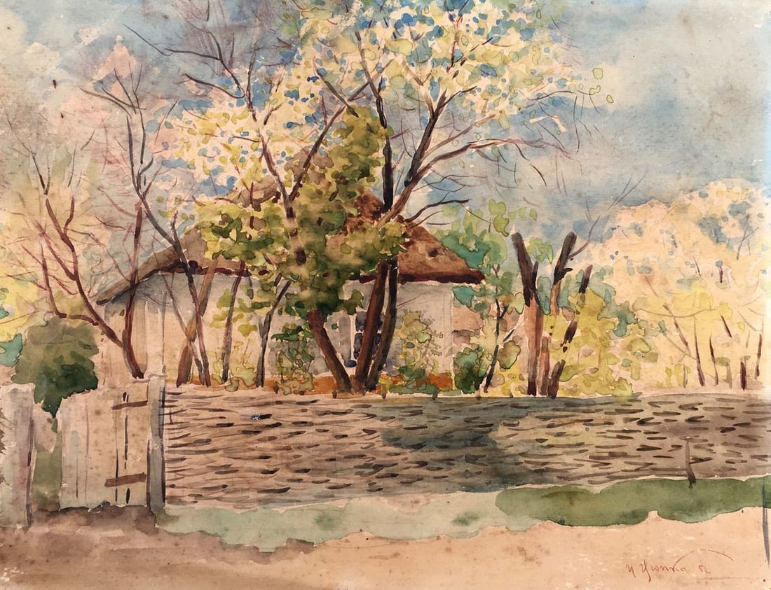 Watercolor painting Native home Tsyupka Ivan Kirillovich - 2