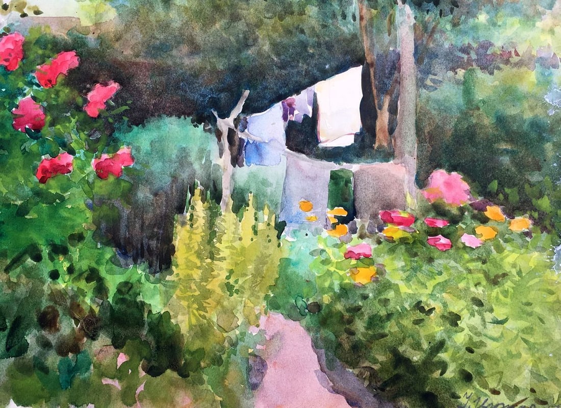 Watercolor painting In the garden Tsyupka Ivan Kirillovich - 3