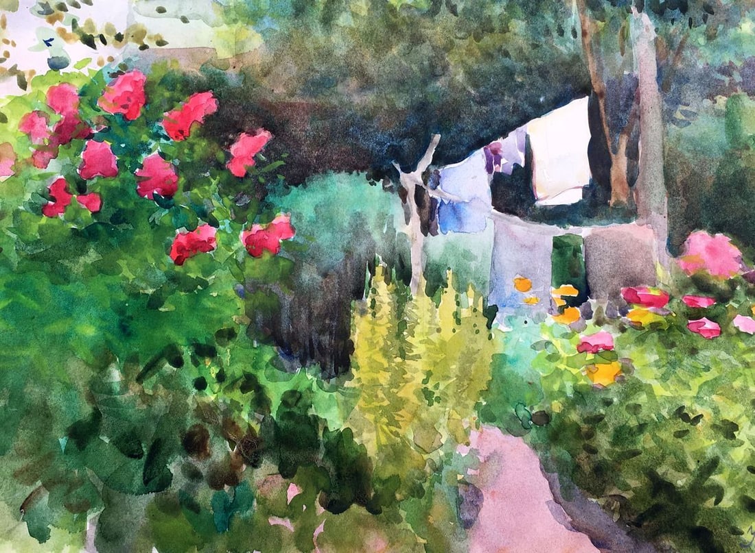 Watercolor painting In the garden Tsyupka Ivan Kirillovich - 4