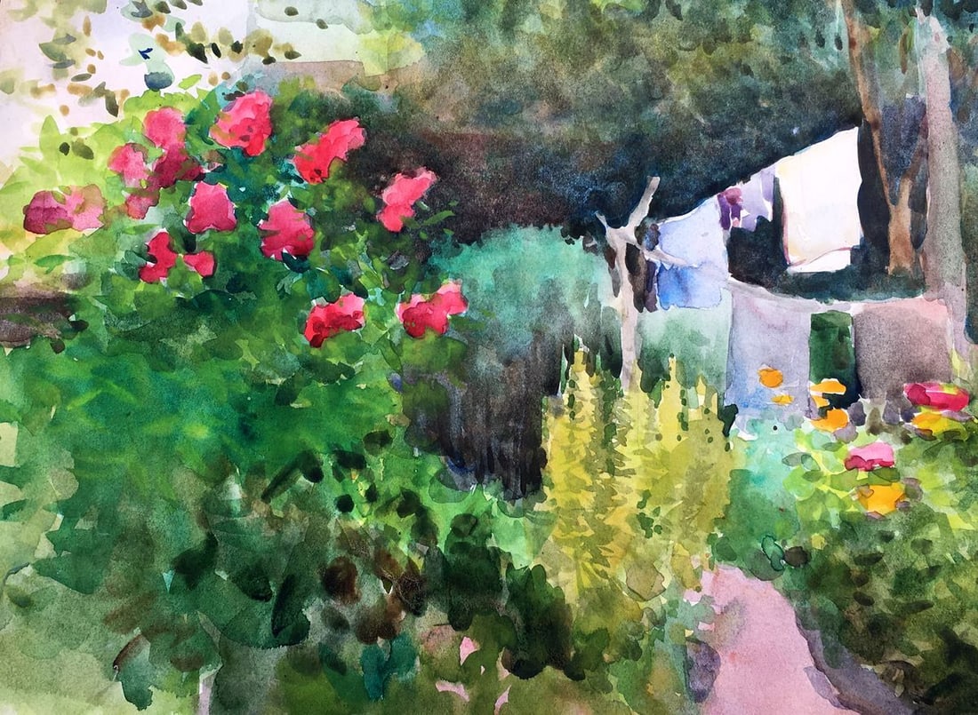 Watercolor painting In the garden Tsyupka Ivan Kirillovich - 5