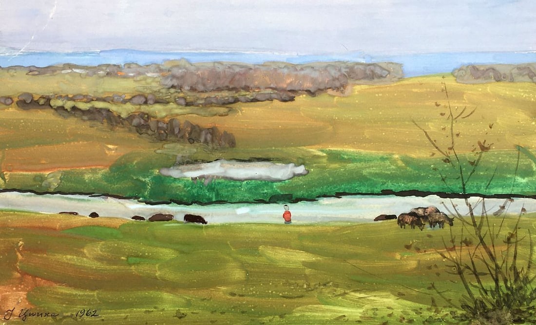 Watercolor painting By the river Tsyupka Ivan Kirillovich - 2