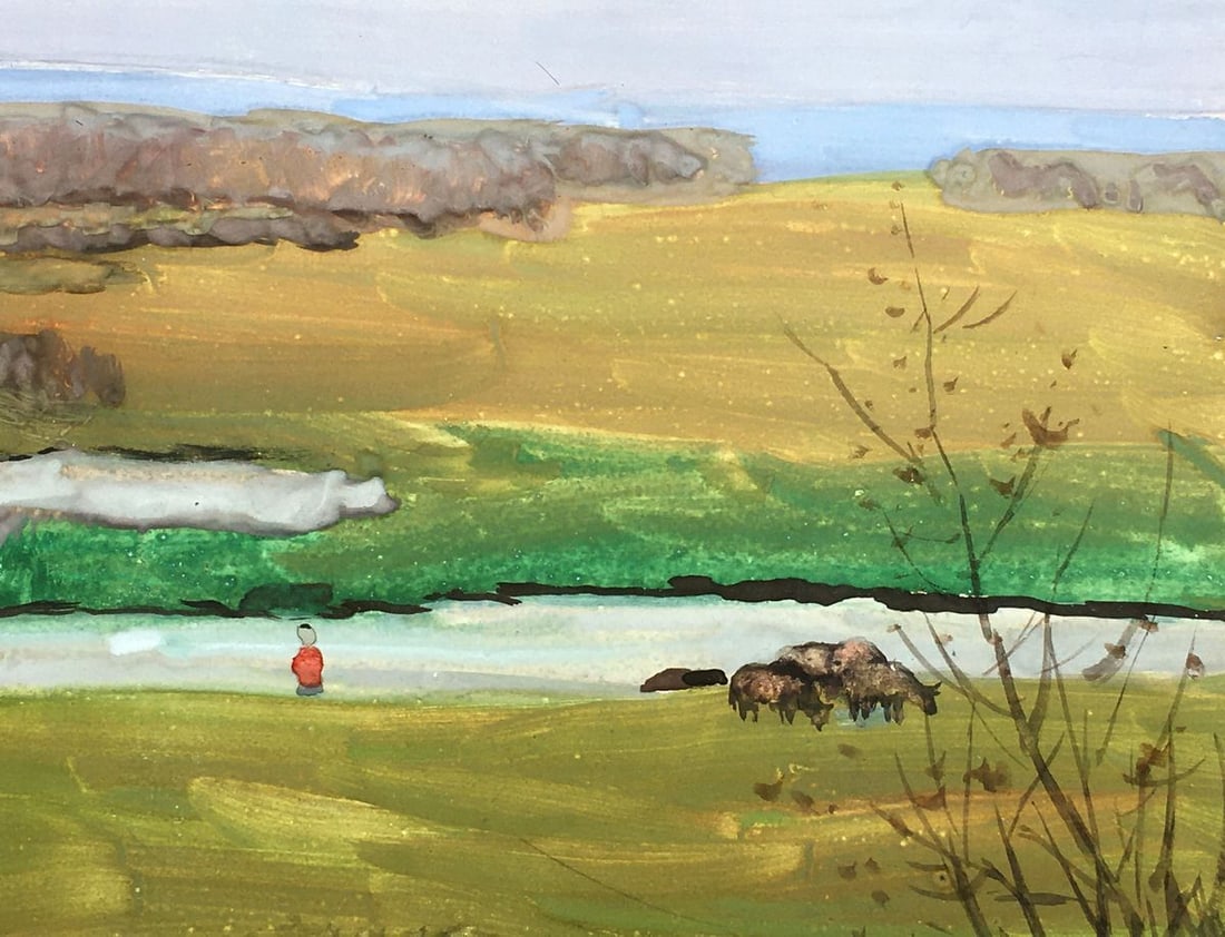 Watercolor painting By the river Tsyupka Ivan Kirillovich - 6
