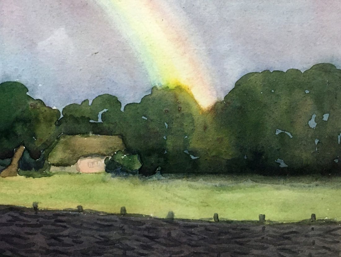 Watercolor painting Landscape with a rainbow Tsyupka Ivan Kirillovich - 5