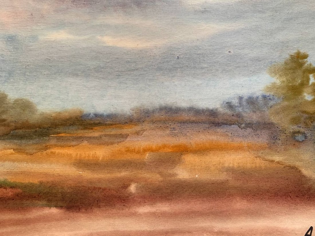 Watercolor painting Golden field A.Khorov - 4