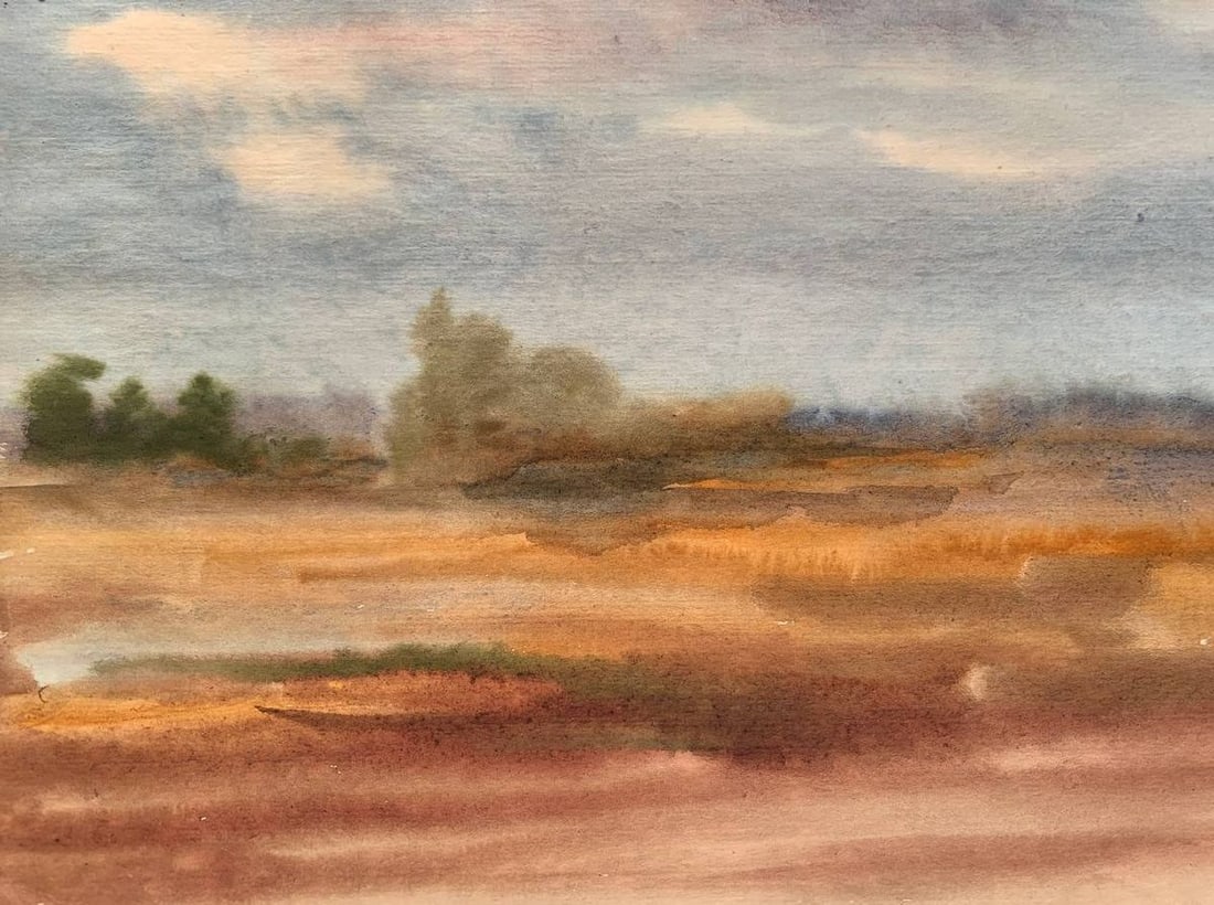 Watercolor painting Golden field A.Khorov - 6