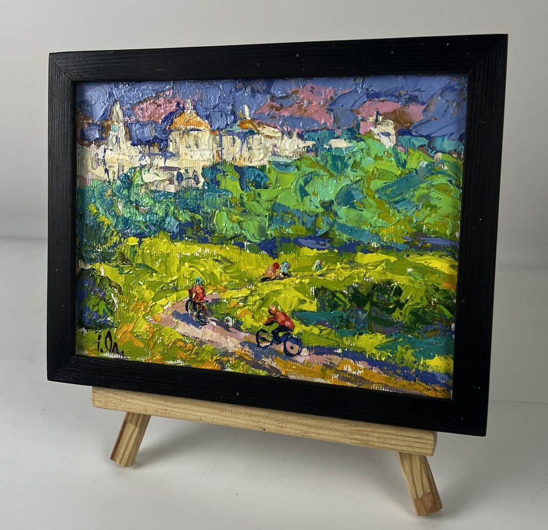Oil painting Cycling through the forest Oleksiy Ivanyuk - 2