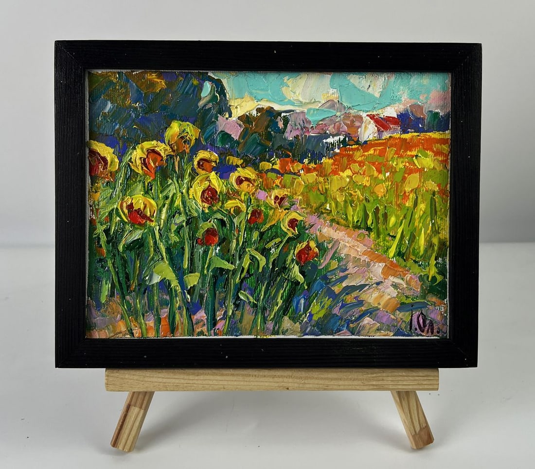 Oil painting A path through a field of sunflowers Oleksiy Ivanyuk: Title: Oil painting A path through a field of sunflowers Oleksiy Ivanyuk Description: NoAAA6317*** ABOUT THIS PAINTING **** TITLE: "A path through a field of sunflowers"* ARTISTS: Oleksiy Ivanyuk* SIZ