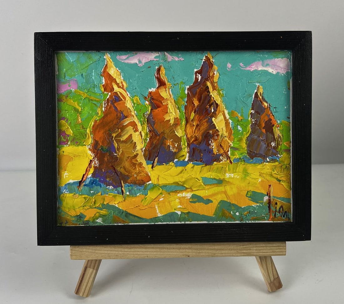 Oil painting Haystacks on a warm day Oleksiy Ivanyuk: Title: Oil painting Haystacks on a warm day Oleksiy Ivanyuk Description: NoAAA6329*** ABOUT THIS PAINTING **** TITLE: "Haystacks on a warm day"* ARTISTS: Oleksiy Ivanyuk* SIZE: 15x20 cm/5.90x7.87 inch