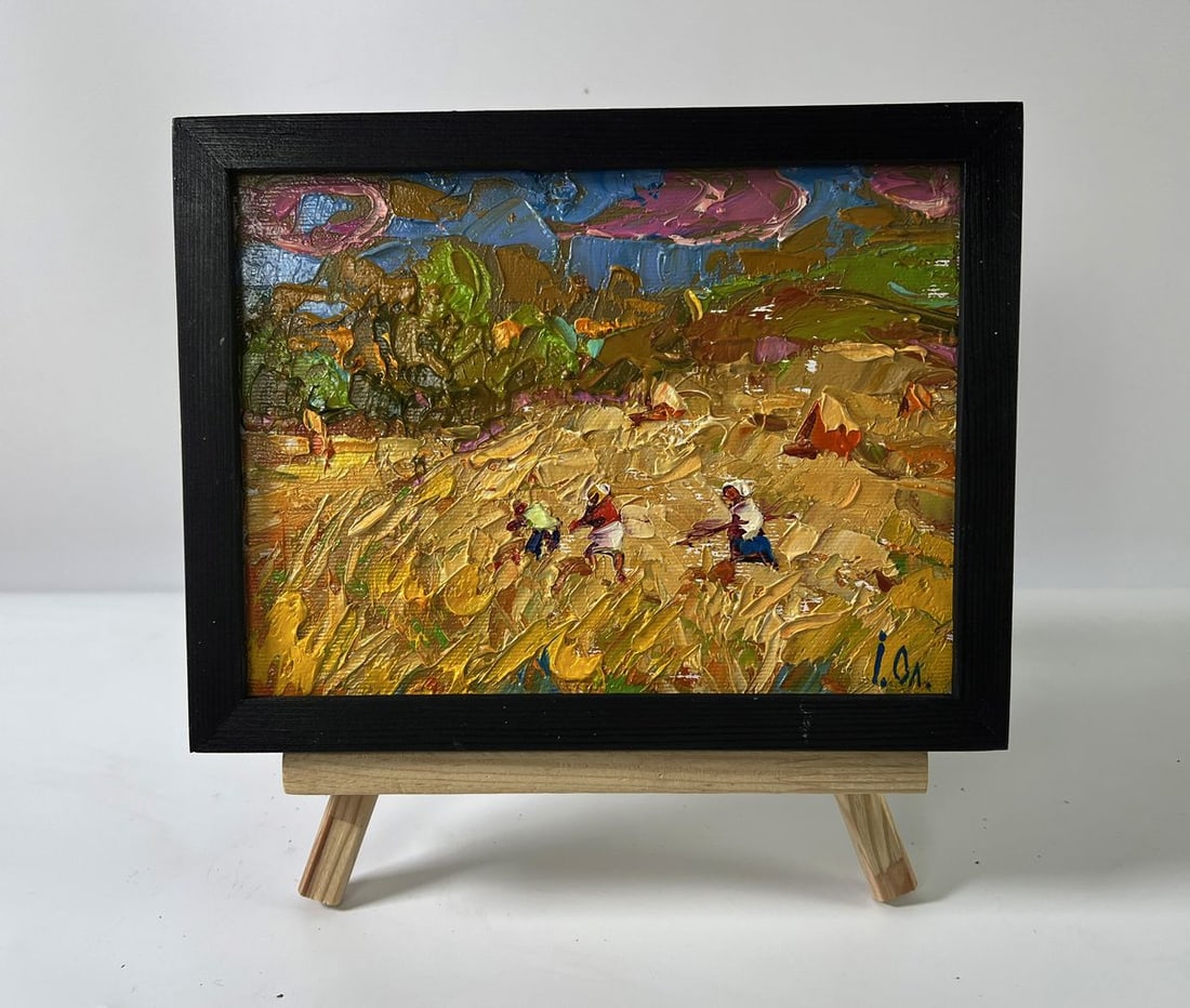 Oil painting Harvesting hay in the field Oleksiy Ivanyuk: Title: Oil painting Harvesting hay in the field Oleksiy Ivanyuk Description: NoAAA5940*** ABOUT THIS PAINTING **** TITLE: "Harvesting hay in the field"* ARTISTS: Oleksiy Ivanyuk* SIZE: 15x20 cm/5.90x7