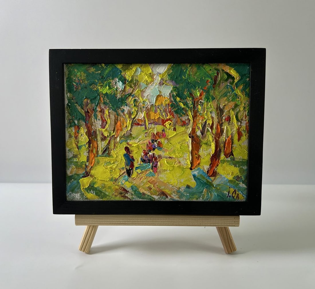 Oil painting On a walk in the forest Oleksiy Ivanyuk: Title: Oil painting On a walk in the forest Oleksiy Ivanyuk Description: NoAAA5617The Oil painting Canvas titled "On a walk in the forest" captures the timeless beauty of people immersed in nature, of