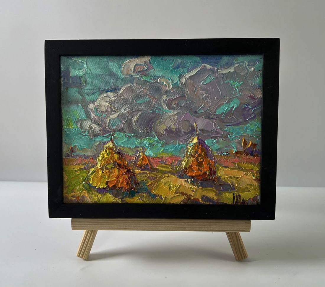 Oil painting Cloudy horizon Oleksiy Ivanyuk: Title: Oil painting Cloudy horizon Oleksiy Ivanyuk Description: NoAAA5653The Oil painting Canvas titled "Cloudy horizon" conveys a dramatic encounter between the earth and the sky, where heavy clouds 