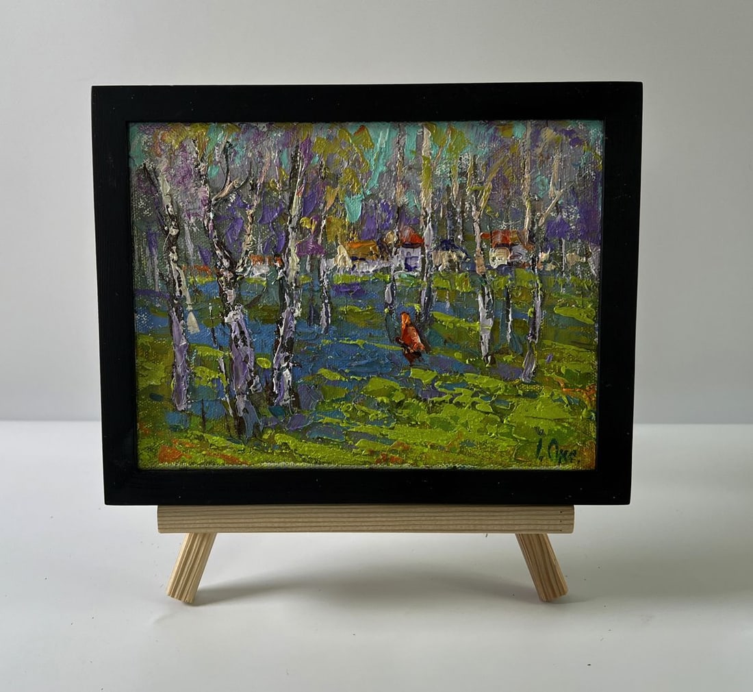 Oil painting Quiet rural forest Oksana Ivanyuk: Title: Oil painting Quiet rural forest Oksana Ivanyuk Description: NoAAA5661The Oil painting Canvas titled "Quiet rural forest" is a tender and contemplative vision of nature's tranquility, where the 