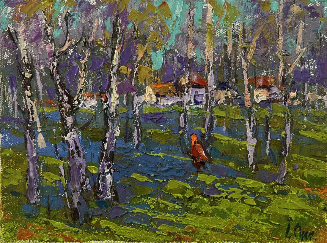 Oil painting Quiet rural forest Oksana Ivanyuk - 3