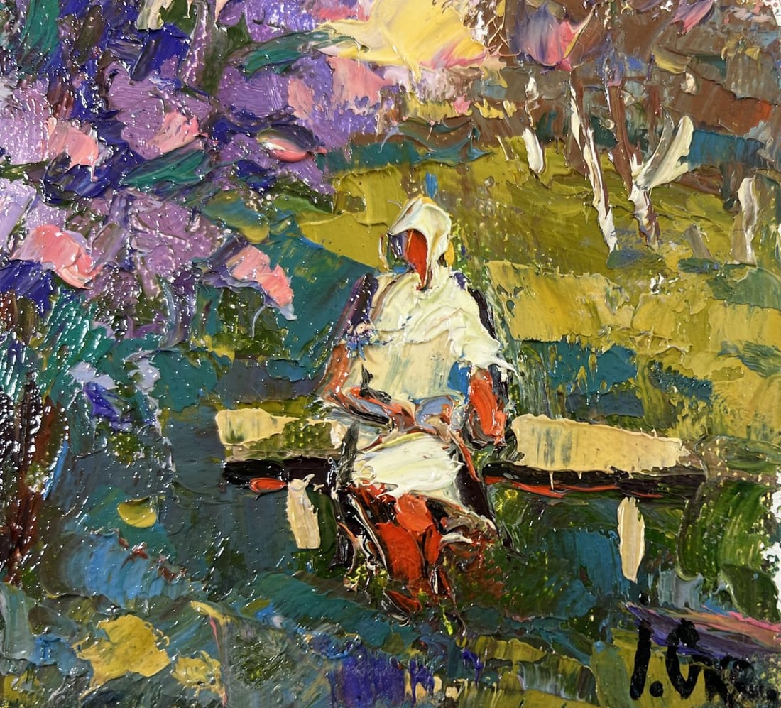 Oil painting On a walk near the lilacs Oksana Kalenyuk - 5