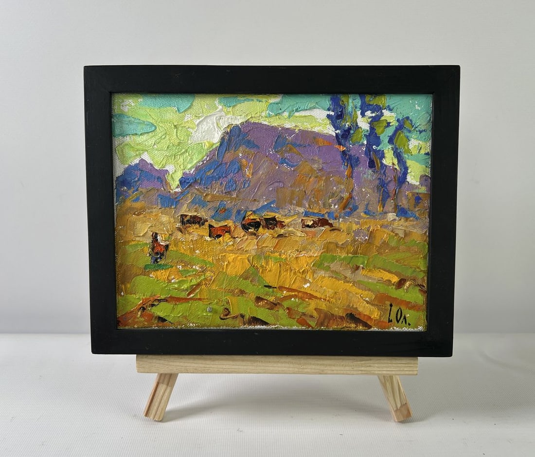 Oil painting Winds over the steppe Alex Kalenyuk: Title: Oil painting Winds over the steppe Alex Kalenyuk Description: NoAAA5225The oil painting on Canvas titled "Winds over the Steppe" is a vibrant, textural celebration of the elemental forces that 