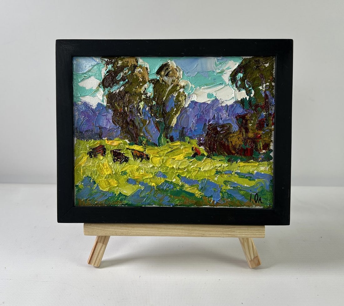 Oil painting At the Source Alex Kalenyuk: Title: Oil painting At the Source Alex Kalenyuk Description: NoAAA5243The oil painting on Canvas titled "At the Source" captures a poetic moment in nature, where vivid color and expressive brushwork c