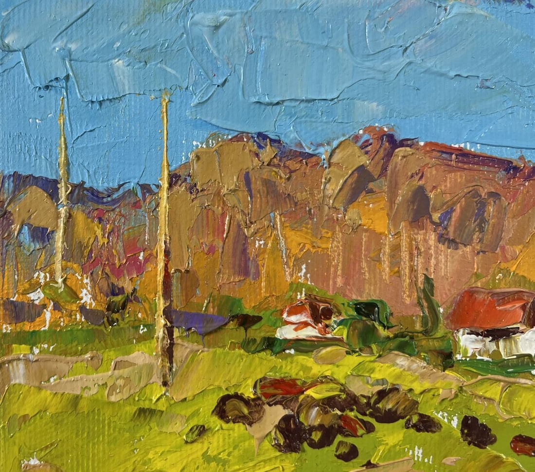 Oil painting Sunny day outside the village Alex Kalenyuk - 7