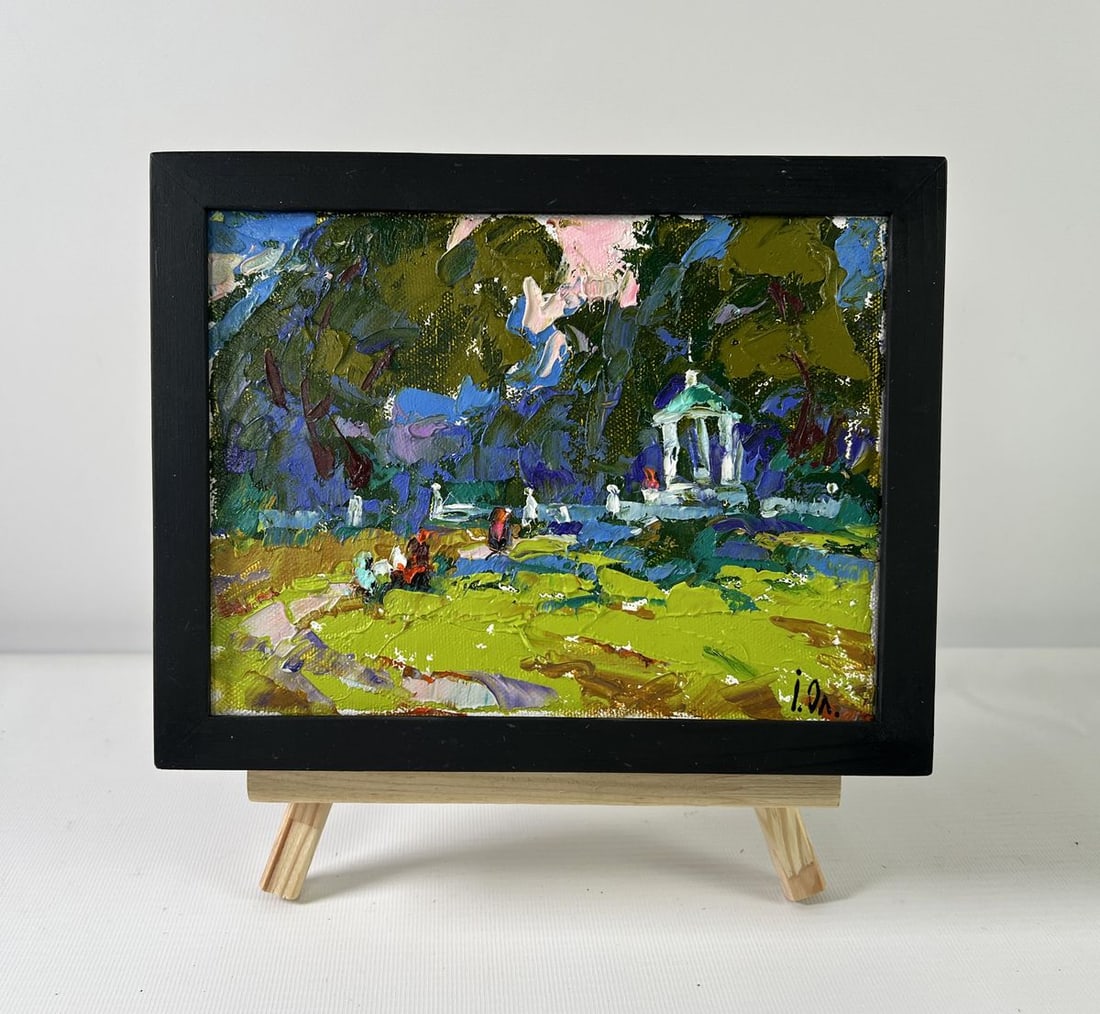 Oil painting A walk in the park Alex Kalenyuk: Title: Oil painting A walk in the park Alex Kalenyuk Description: NoAAA5264The oil painting on Canvas titled "A Walk in the Park" captures a serene yet emotionally vivid moment in nature, rendered wit