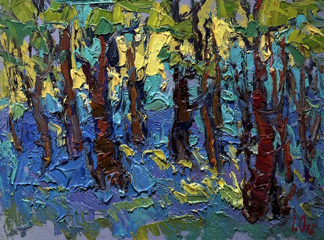 Oil painting A walk through the morning forest Oksana Kalenyuk - 3
