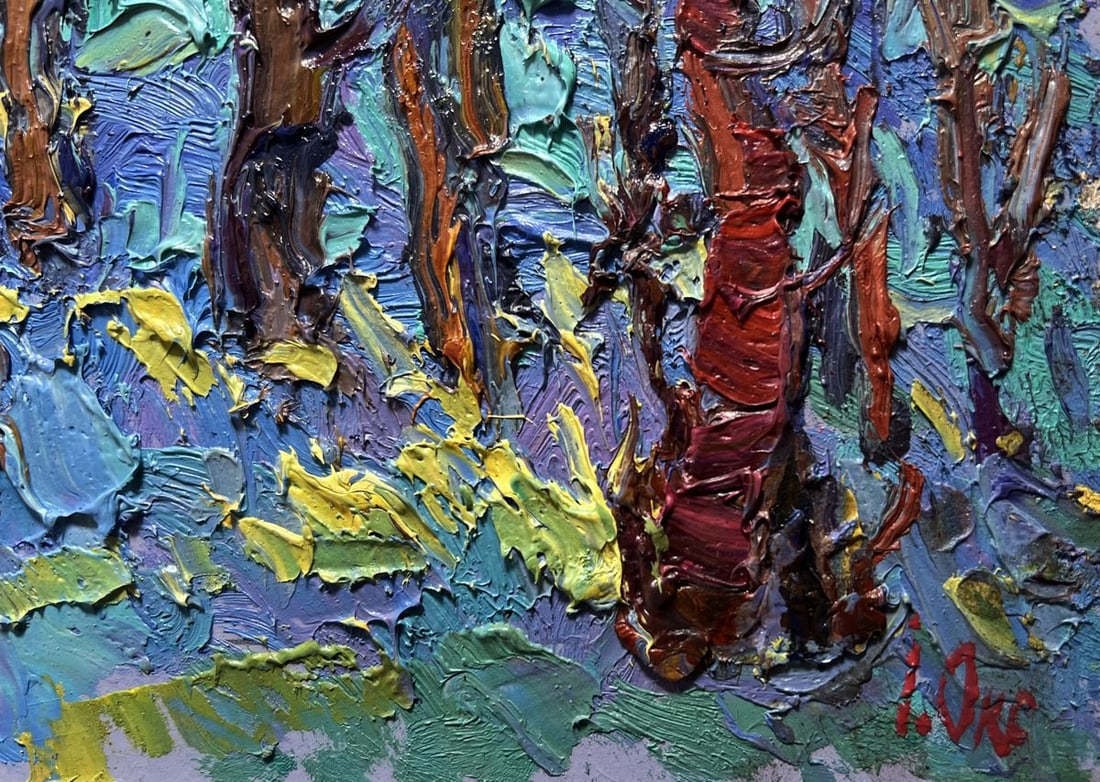 Oil painting A walk through the morning forest Oksana Kalenyuk - 9