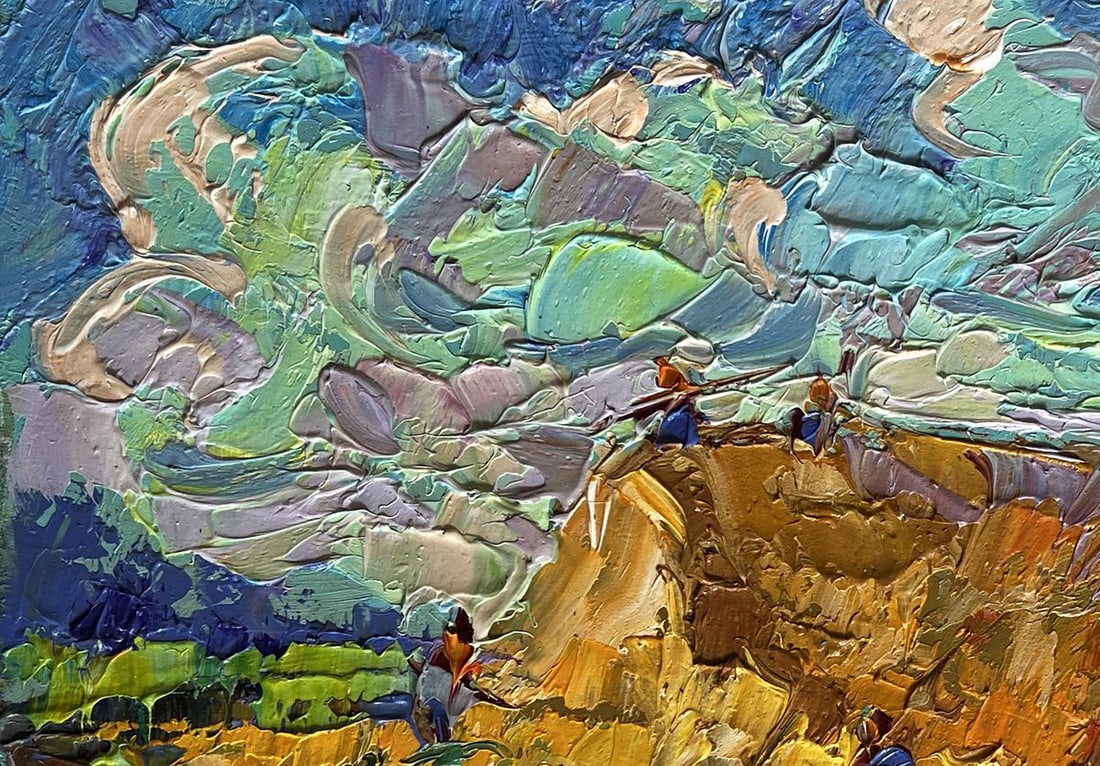 Oil painting Working in the field with hay Alex Kalenyuk - 7