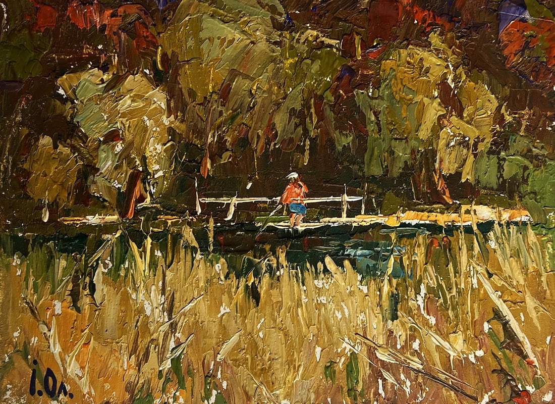 Oil painting Field and a river nearby Alex Kalenyuk - 3