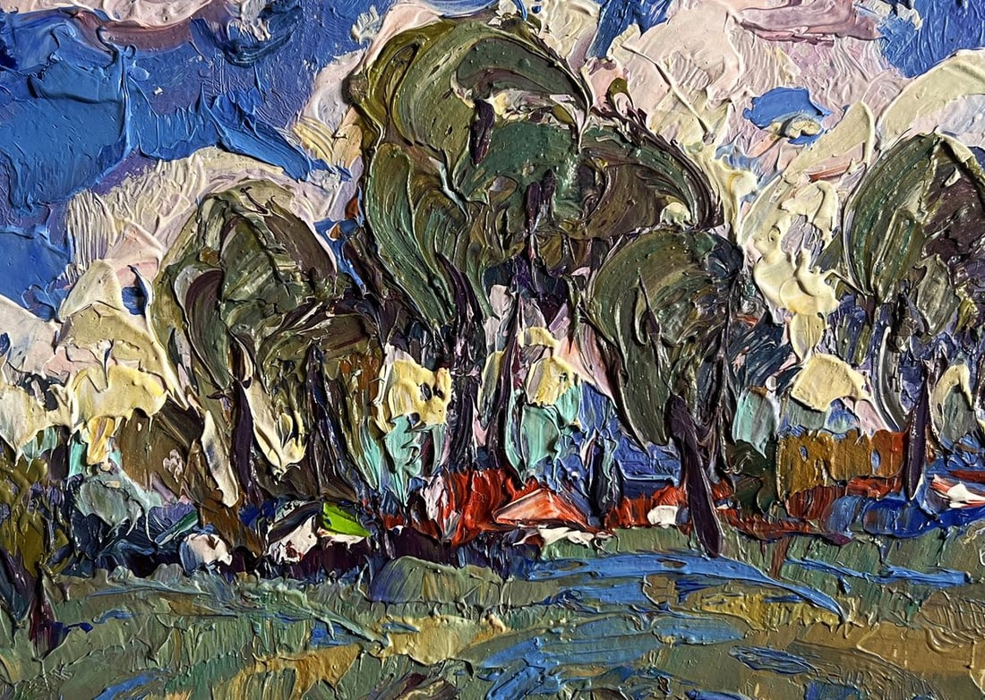 Oil painting Clouds are floating over the village Oksana Kalenyuk - 7