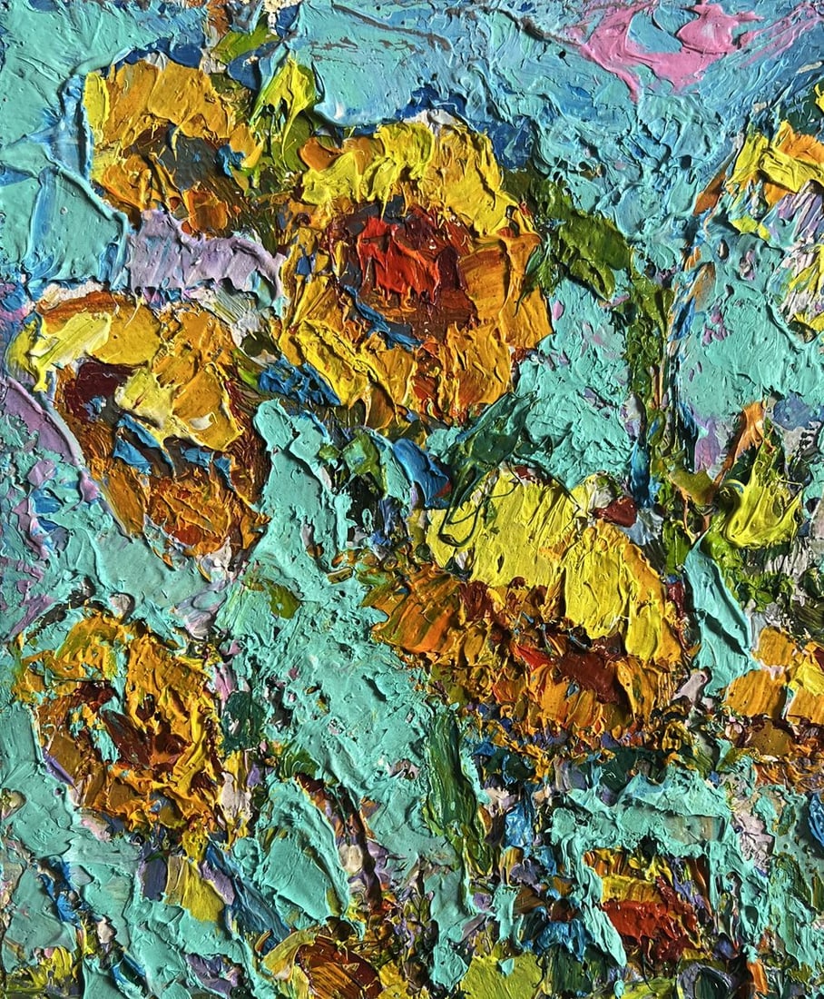 Oil painting Sunflowers in the field Oksana Kalenyuk - 7