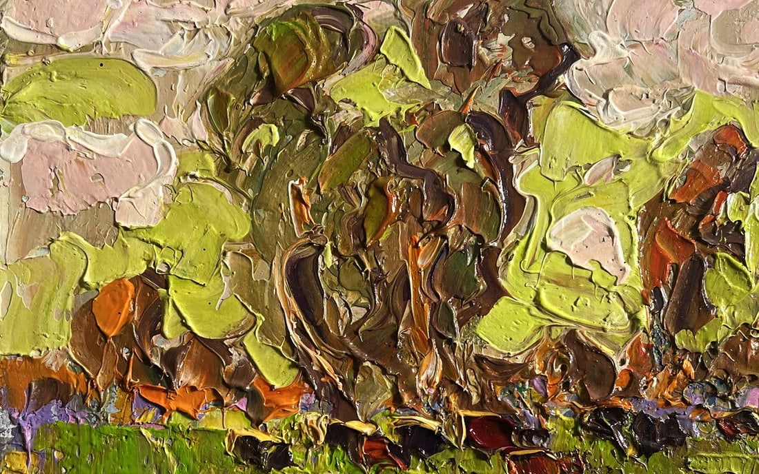 Oil painting Lush meadows behind the village Alex Kalenyuk - 7