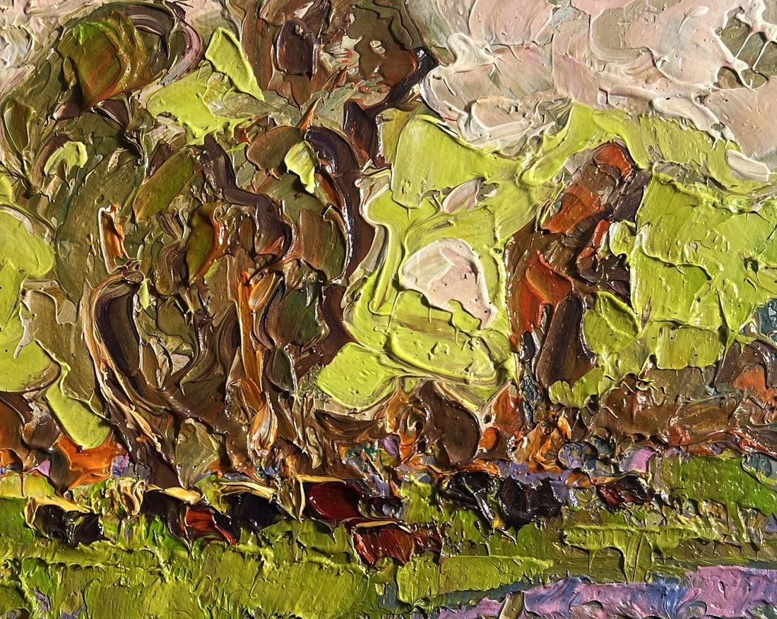 Oil painting Lush meadows behind the village Alex Kalenyuk - 8