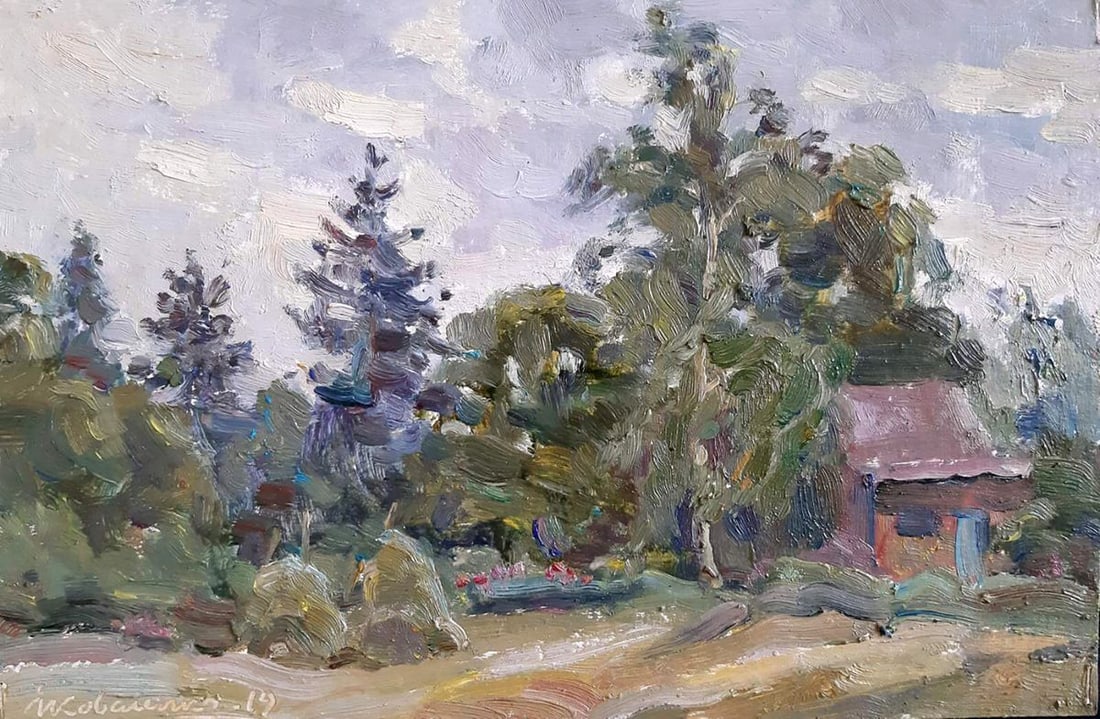 Oil painting House in the forest Kovalenko Ivan Mikhailovich: Title: Oil painting House in the forest Kovalenko Ivan Mikhailovich Description: NoKoval 71 *** ABOUT THIS PAINTING *** * TITLE: "House in the forest" * ARTISTS: Kovalenko Ivan Mikhailovich * SIZE: 20