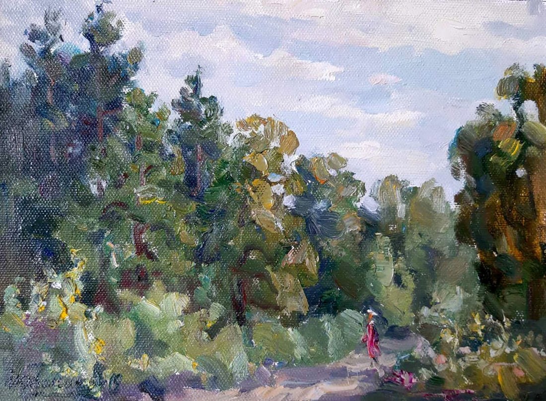 Oil painting Goes through the woods Kovalenko Ivan Mikhailovich: Title: Oil painting Goes through the woods Kovalenko Ivan Mikhailovich Description: NoKoval 92 *** ABOUT THIS PAINTING *** * TITLE: "Goes through the woods" * ARTISTS: Kovalenko Ivan Mikhailovich * SI
